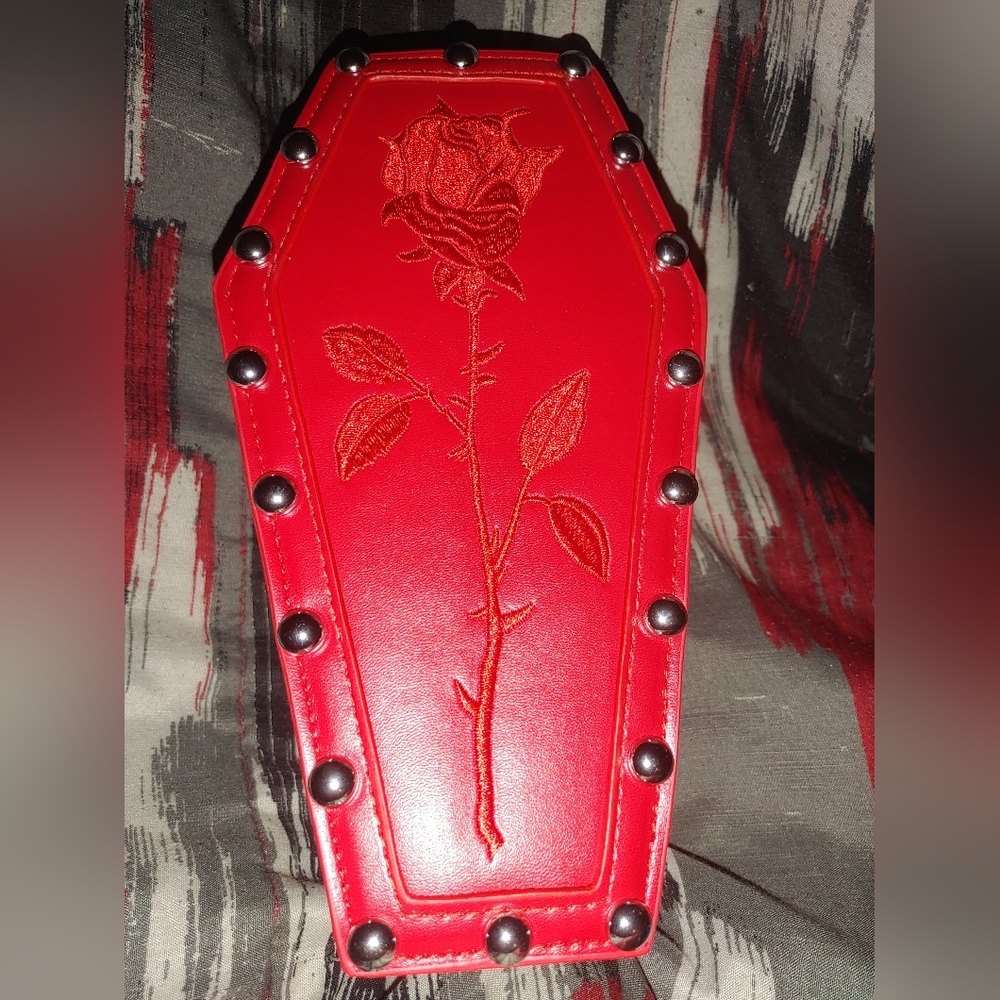 Red Rose Embroidered Crossbody Bag